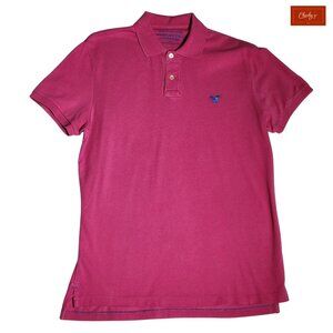 American Eagle Athletic Fit Hot Pink Polo Shirt Side Slits 2 Font Size L(ID39)